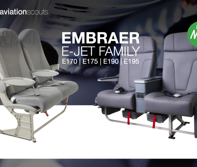 Surplus Business Class aircraft seats for Embraer E-Jet E170, E175, E190, and E195 – 3-abreast layout
