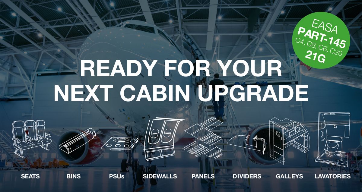Aircraft seat modification, cabin interior retrofit, EASA 21J engineering, LOPA update, IFE retrofit, aircraft surplus seats, minor modification STC, cabin reconfiguration, aircraft interiors supplier, cabin upgrade solutions, aviation engineering support