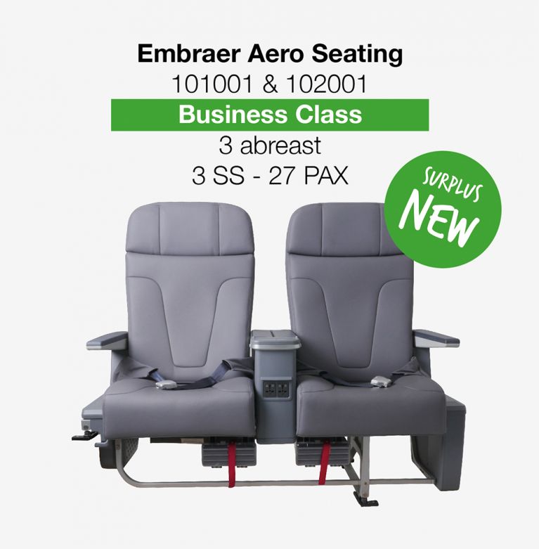 Surplus Business Class aircraft seats for Embraer E-Jet E170, E175, E190, and E195 – 3-abreast layout